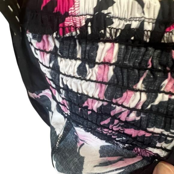 Y2K Floral Sundress Size S | Black White Pink | Fit and Flare | By Kim Rogers - Picture 13 of 15